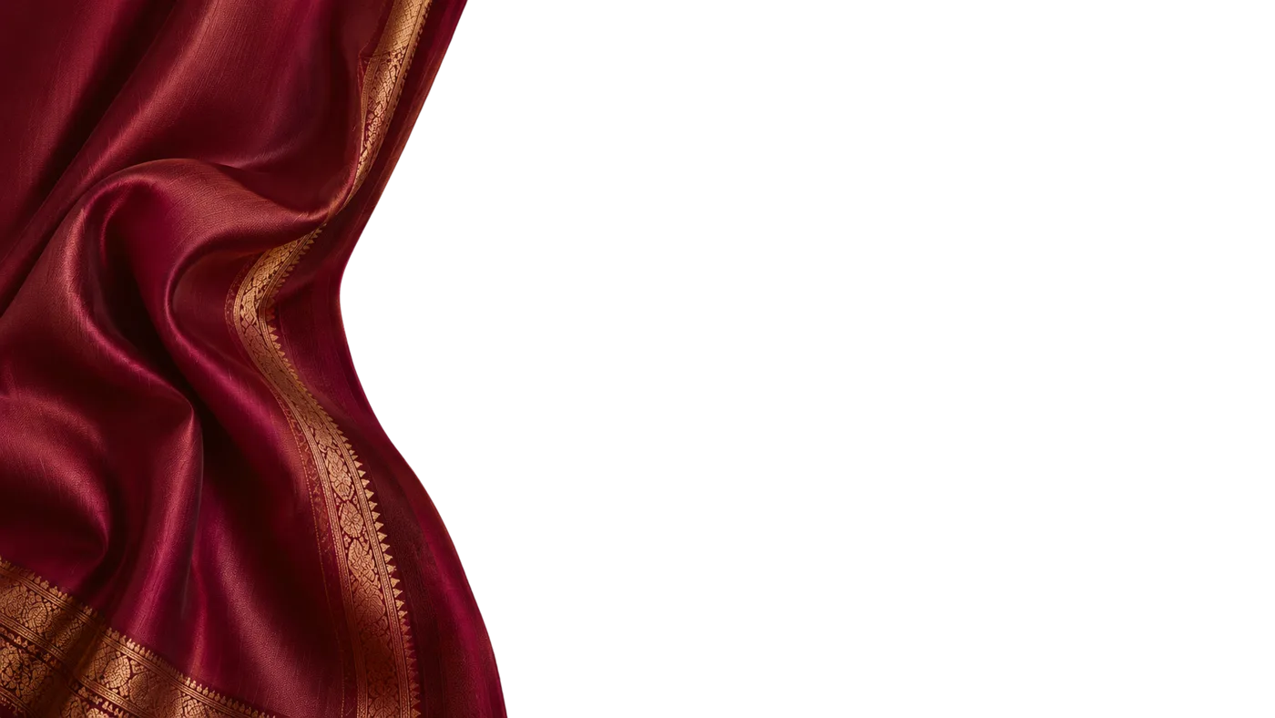 Maroon silk saree with gold zari border